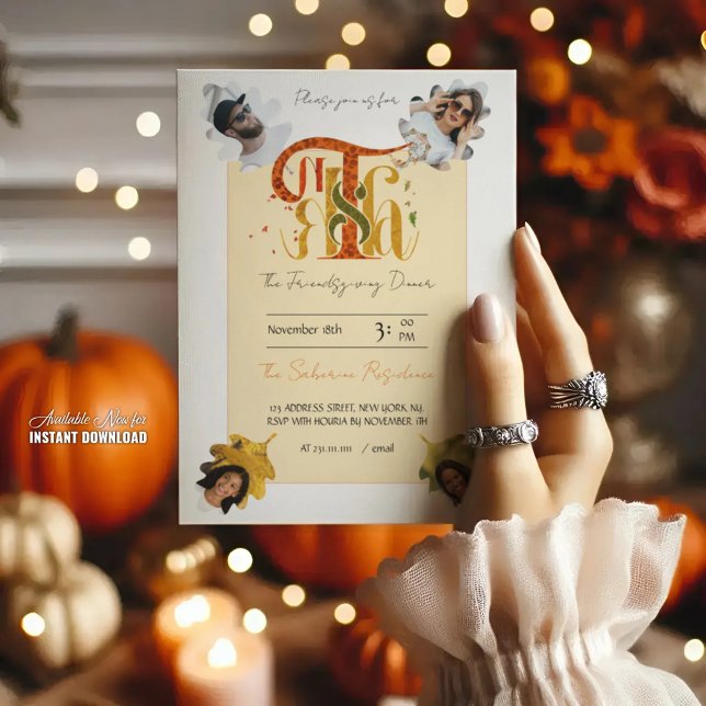 Elegant Manuscript Thanks Autumn Foliage Photos  Invitation (Creator Uploaded)