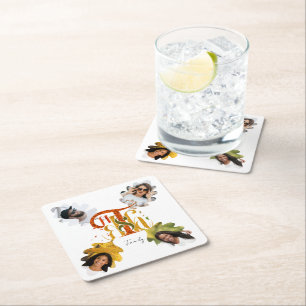 Elegant Manuscript Thanks Autumn Foliage Photos  Square Paper Coaster