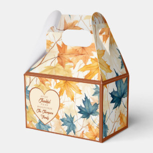 Elegant Maple Leaves Thankful Thanksgiving Heart  Favor Box