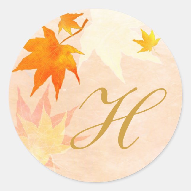 Elegant Maple Wedding Favour Classic Round Sticker (Front)