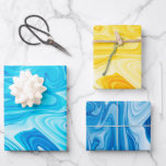 Elegant Marbelized Paint Art Holiday Hanukkah Wrapping Paper Sheet<br><div class="desc">Marbelized Paint Swirl pattern in blue, yellow, bright blue tones. Great gift wrap for holidays or every day. Colourful, Elegant, Fun. Mix and match entire Abstract Art / Gift Wrap Collections by TMCdesigns</div>