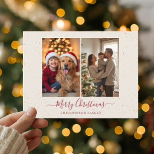 Elegant Marble 2 Photo Christmas Card