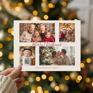 Elegant Marble 4 Photo Christmas Card