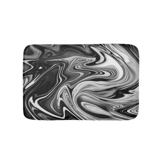 Elegant Marble 7 - Liquid Black and White Bath Mat (Front)
