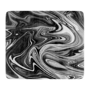 Elegant Marble 7 - Liquid Black and White Cutting Board