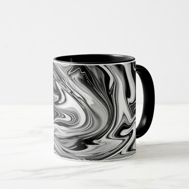 Elegant Marble 7 - Liquid Black and White Mug (Front Right)