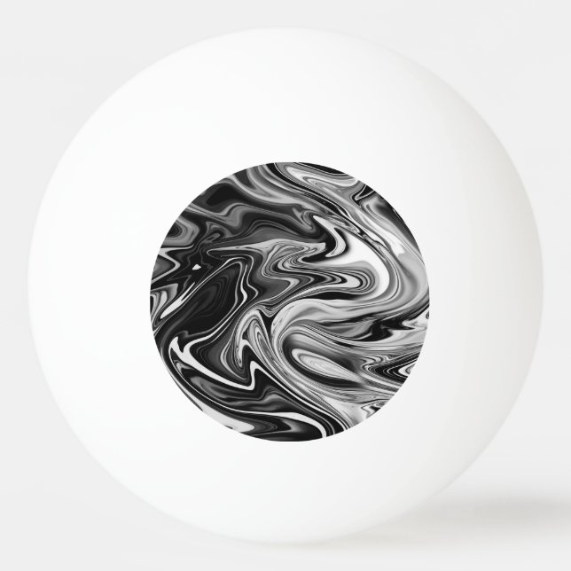 Elegant Marble 7 - Liquid Black and White Ping Pong Ball (Front)