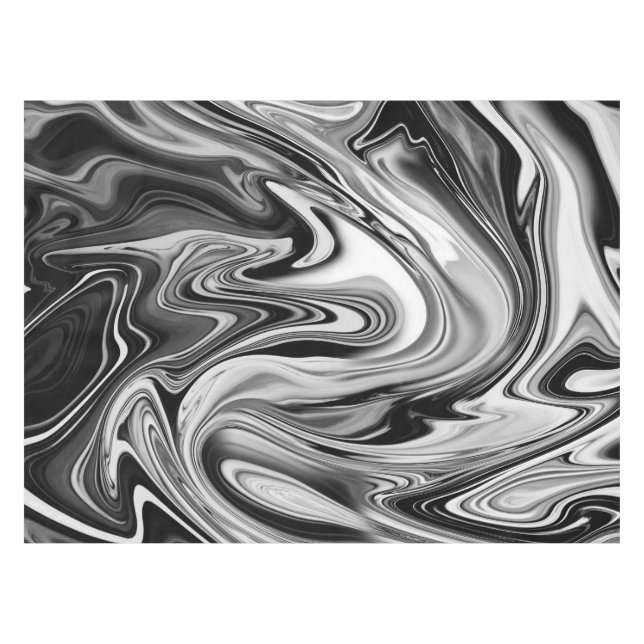 Elegant Marble 7 - Liquid Black and White Tablecloth (Front (Horizontal))