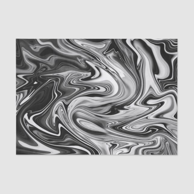 Elegant Marble 7 - Liquid Black and White Tissue Paper (Front)