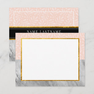 Elegant Marble and Pink Botanical Stationery Gift Card