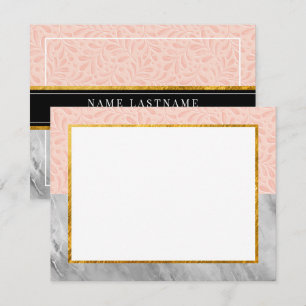 Elegant Marble and Pink Botanical Stationery Gift Card