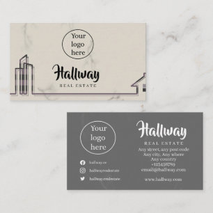 Elegant Marble Background Real Estate Building Business Card