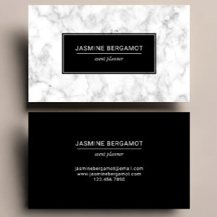 Elegant Marble Black and White Event Planner Business Card