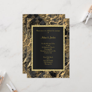 ELEGANT MARBLE BLACK GOLD VINTAGE WEDDING  INVITATION