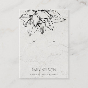 ELEGANT MARBLE BLACK LOTUS SIMPLE EARRING DISPLAY BUSINESS CARD