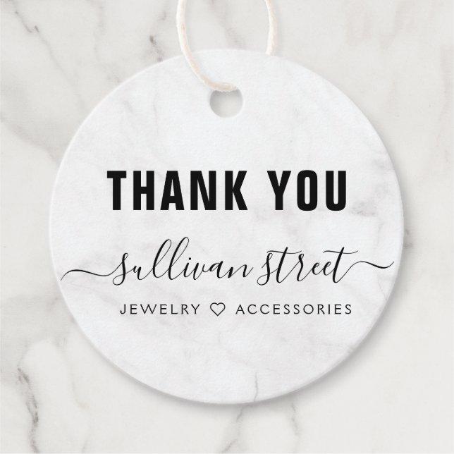 Elegant Marble Bracelet Thank You Tag (Front)