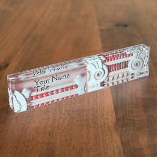 ELEGANT MARBLE COLUMN,RED BLUE INTERIOR DESIGN NAMEPLATE