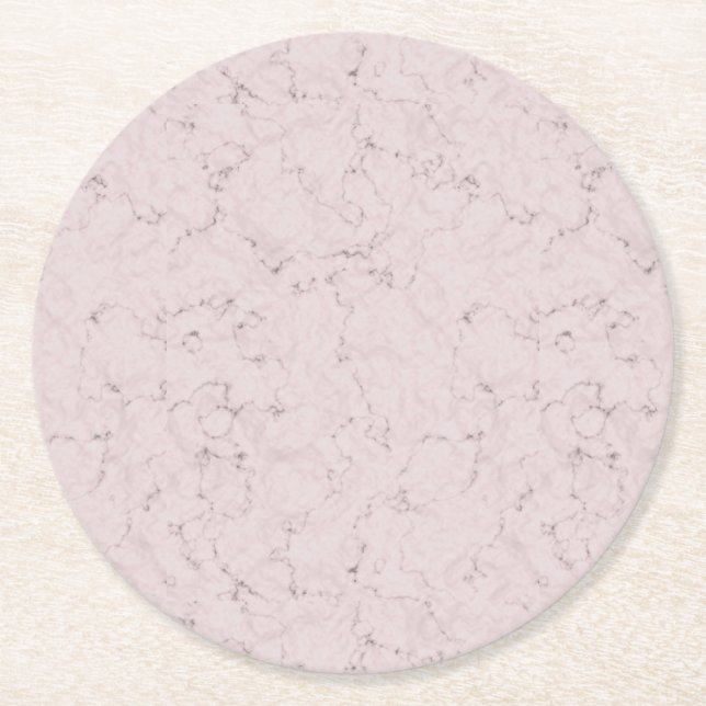 Elegant Marble Design Blush Pink Grey Party Round Paper Coaster (Front)