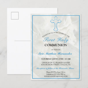 Elegant Marble First Holy Communion Invitation