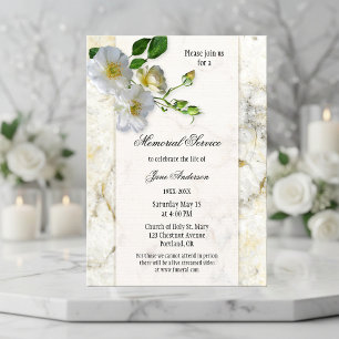 Elegant Marble Funeral Memorial Service Invitation