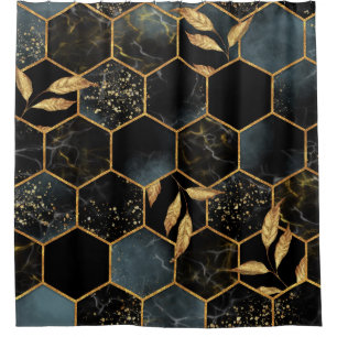 Elegant Marble & Gold: Abstract Hexagon Texture