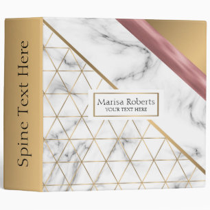Elegant Marble Gold and Rose Gold design Binder