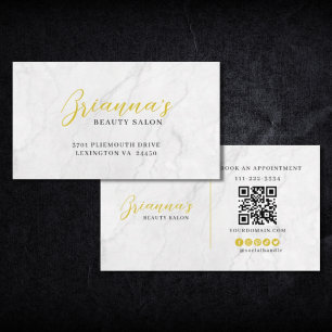Elegant Marble Gold Beauty Salon Appointment Business Card