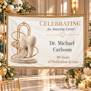Elegant Marble Gold Dentist Career Celebration Banner
