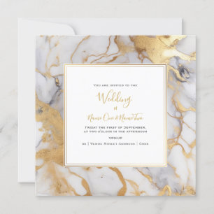 Elegant, marble gold effect, wedding invitation