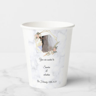 Elegant Marble Gold Floral Wedding Invitation  Paper Cups