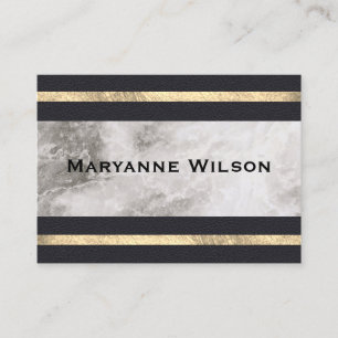 Elegant Marble Gold Leather Trim Business Card