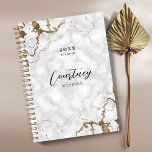 Elegant Marble & Gold Logo Initials Business 2026 Planner<br><div class="desc">Stay organized with this elegant marble and gold background 2026 business planner. Personalize and add your business details, your name and a title year 2026 (or any year). You can insert your logo on the back as well as your business contact details and social media links. The perfect gift to...</div>