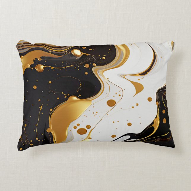 Elegant marble gold luxury glam feminine  accent pillow (Front)