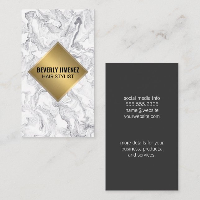 Elegant Marble / Gold Metallic Business Card (Front/Back)
