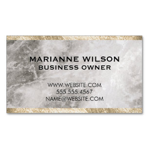 Elegant Marble Gold Trim Magnetic Business Card