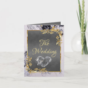 Elegant Marble, Grey with Gold Leaves Frame  Announcement