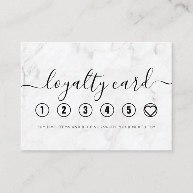 Elegant Marble Hand Lettering Circles Loyalty Card (Front)