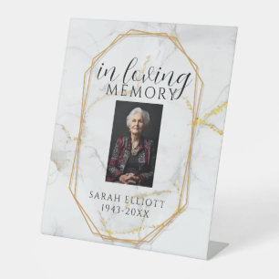 Elegant Marble In Loving Memory Template Persona Pedestal Sign
