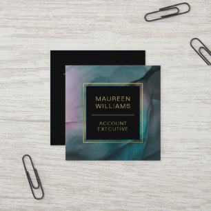 Elegant Marble Ink Wash in Jewel Tone colours Square Business Card