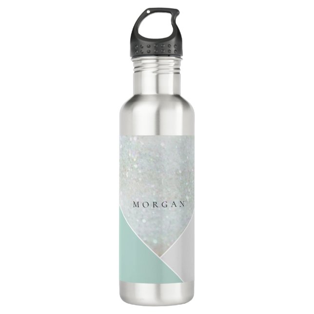 Elegant Marble Mint Grey Colour Block Minimalist 710 Ml Water Bottle (Front)