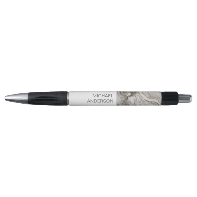 Elegant Marble Pattern with Your Name Pen (Front)