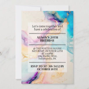 Elegant Marble Print Birthday Party Invitation