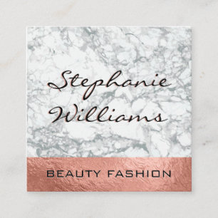 Elegant Marble   Rose Gold Foil Trim Square Business Card