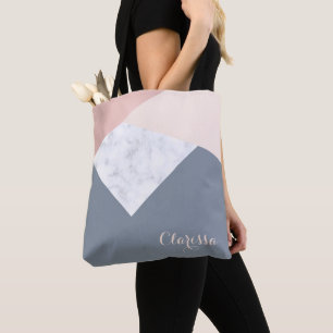 elegant marble rose gold grey beige geometric tote bag