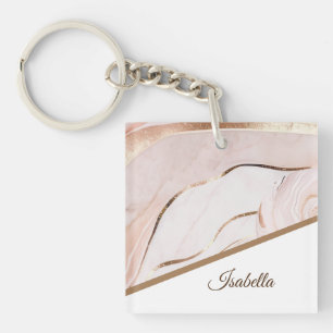 Elegant Marble Rose Gold Keychain