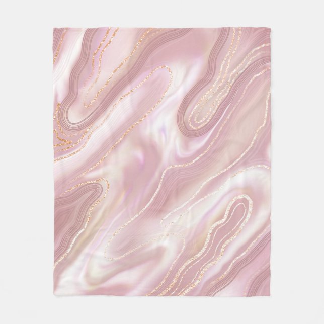 Elegant marble: rose gold texture fleece blanket (Front)