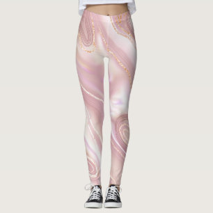 Elegant marble: rose gold texture leggings
