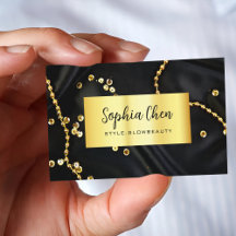 Elegant Marble Salon Card with Gold Glitter