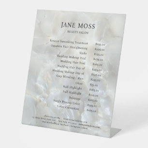 Elegant, Marble, Salon, Price List Pedestal Sign