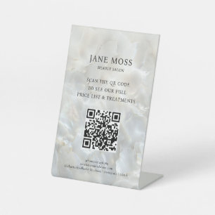 Elegant, Marble, Salon, QR-Code Pedestal Sign
